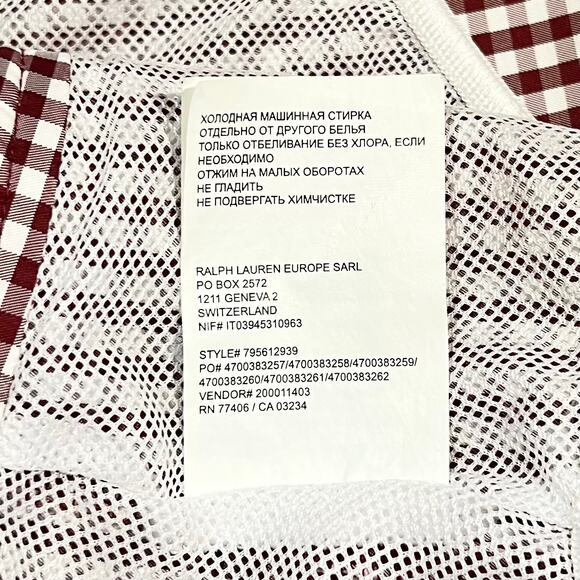 Club Monaco Gingham Check Swim Shorts Preppy 6" Maroon Size 34 - Picture 9 of 9